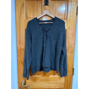 Rails Amela Charcoal Wool Cashmere Lace-Up Sweater Size S